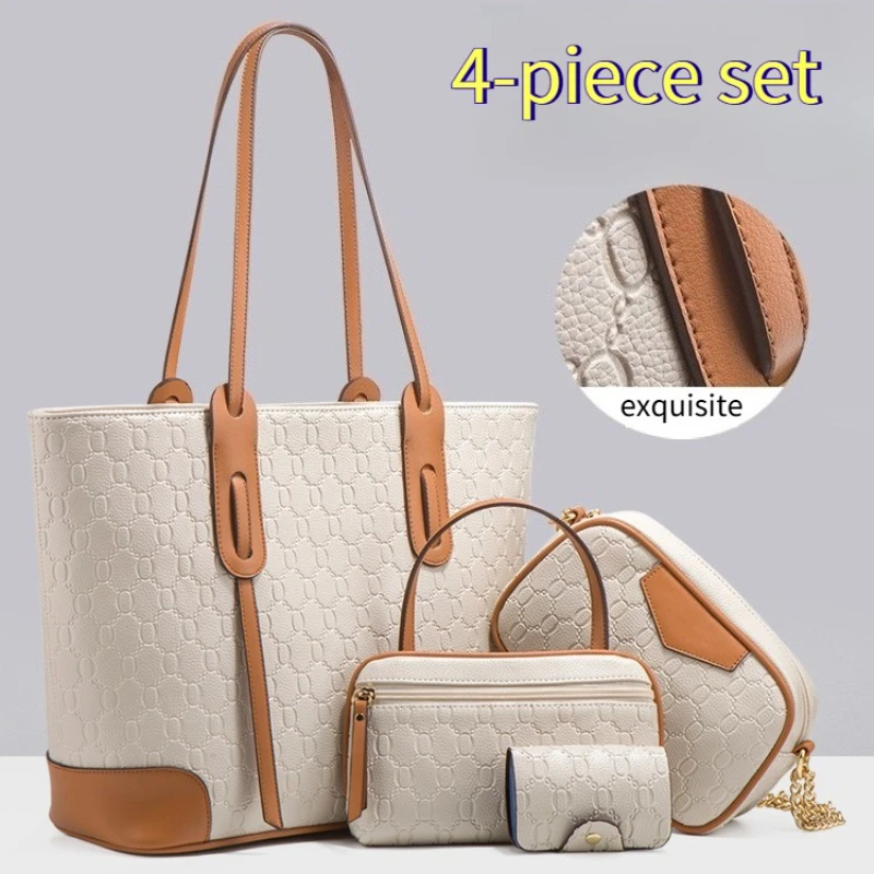 Women's Bags Set Large-capacity Shoulder Bag Crossbody Bag Handbag Card Bag 4pcs PU Composite Bags Urban Commuter Tote Bags Suit
