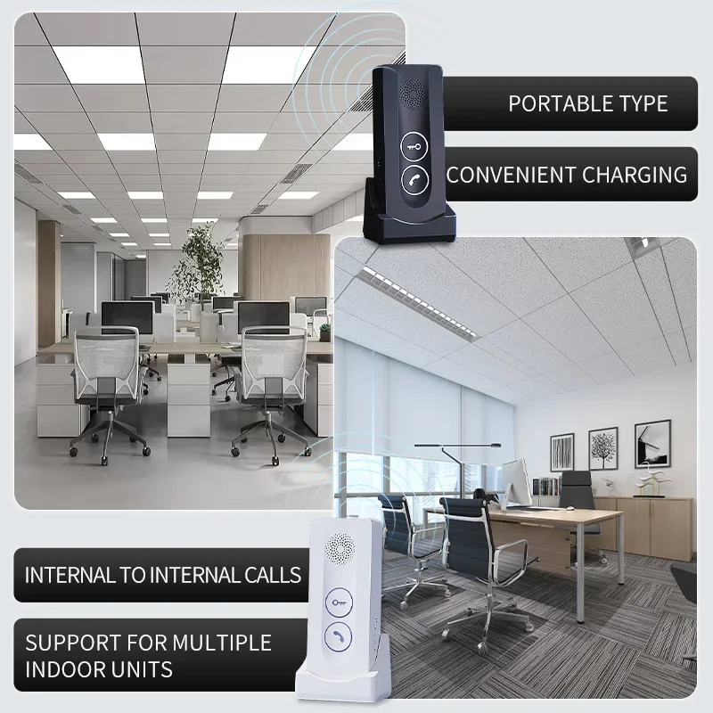 433MHzソーラーパワーワイヤレスインターホンドア、800M長距離屋外ドアベル、リモートロック解除、双方向インターホン