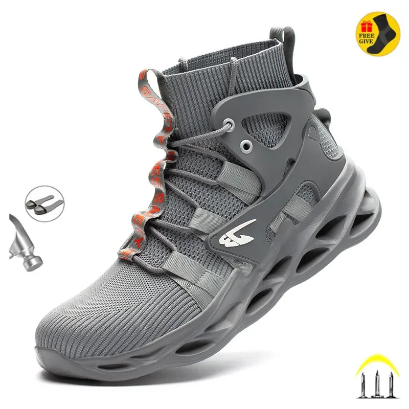 

Man Safety Shoes Puncture-Proof Work Sneakers Lightweight Work Shoes Men Steel Toe Safety Boots Indestructible Male Footwear