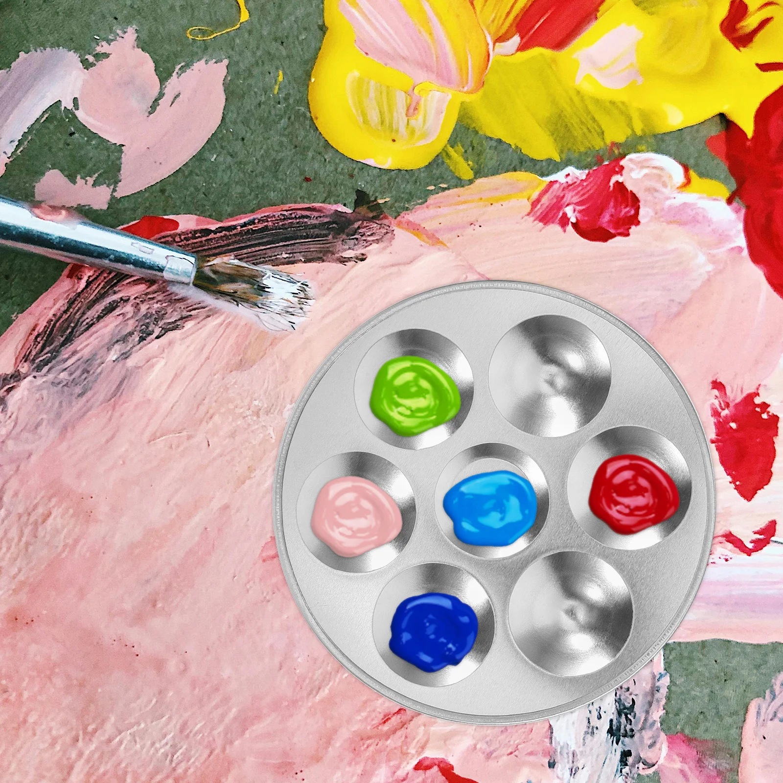

2Pcs 6 Holes Aluminum Color Palette Art Paint Drawing Tray Durable Long Lasting Rust Proof Easy Carry Storage Space Saving