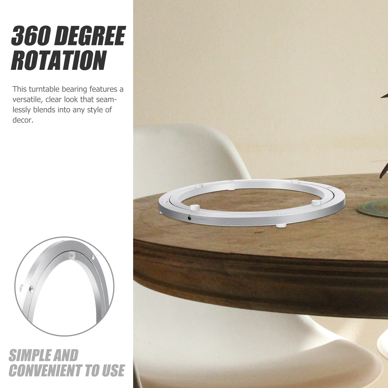 

Aluminum Alloy Round Turntable Heavy Duty Rotating Bearing for Dining Table Platter Smooth 360 Degree Surface Corrosion