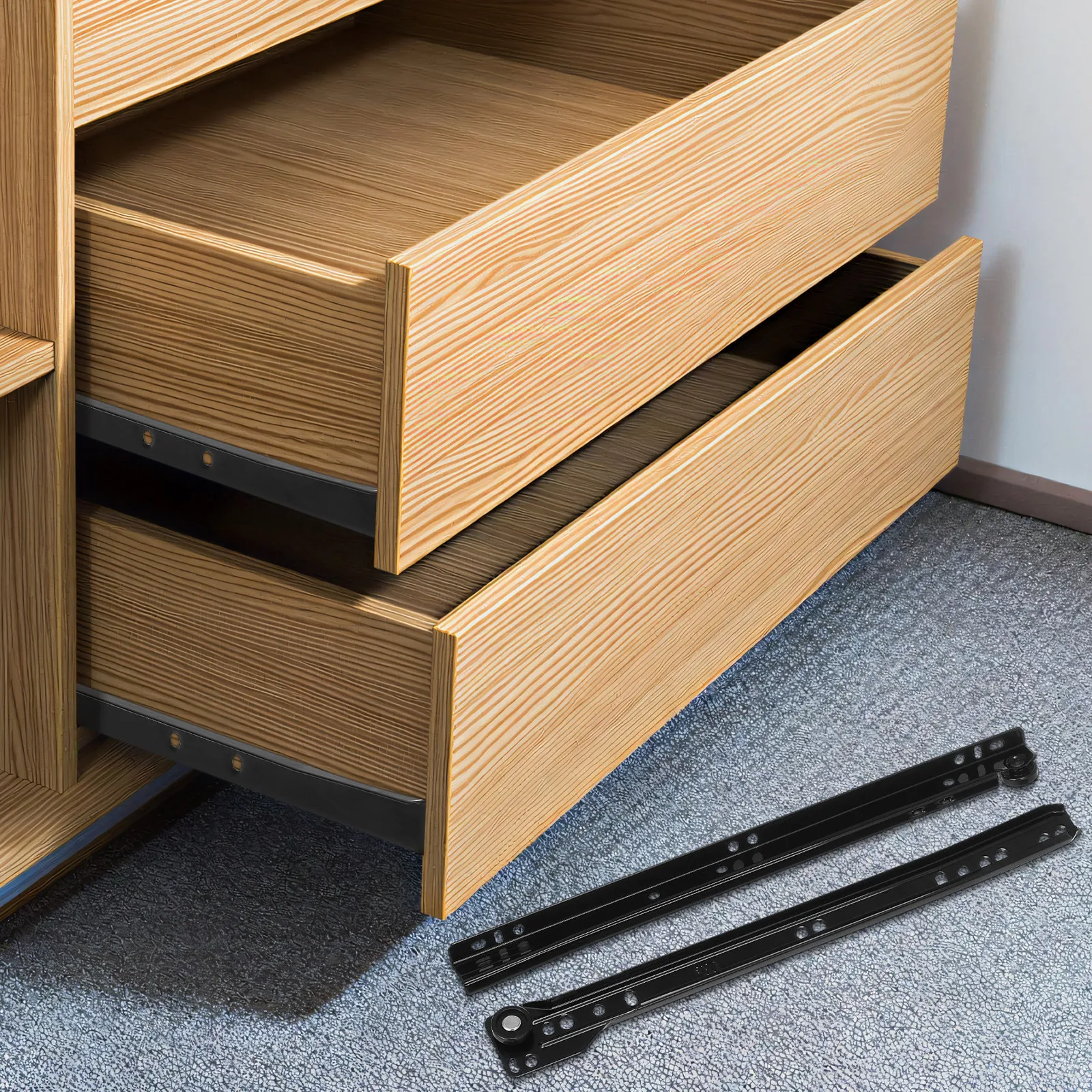 1Pair Drawer Slides Bottom Mount Heavy Duty Steel Two Section Rails for Dresser Cabinet Kitchen Furniture Easy Install