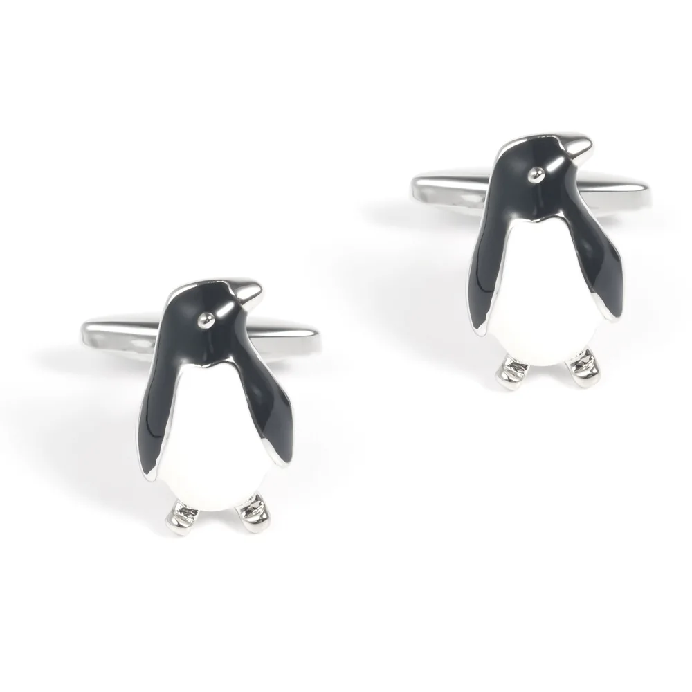 Cute Oil-painted Penguin Metal Cufflinks Animal Penguin-shaped Cuff-link Shirt Cufflink Decoration Accessory