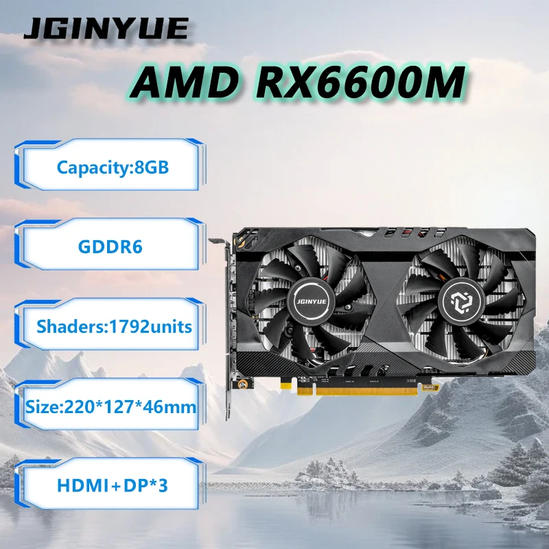 

JGINYUE RX6600M 8 ГБ видеокарта GDDR6 128 бит HDMI DP*3 для настольных игр офисный компьютер ПК графический процессор видеокарта