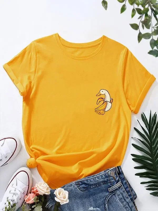 Funny Banana Duck Print T Shirt Women Short Sleeve O Neck Tshirt Summer Women Tee Shirt Tops Clothes Camisetas Mujer