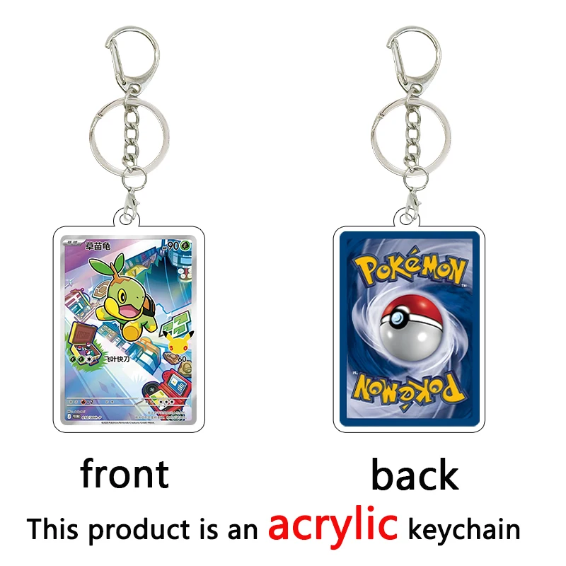 Anime PKM Diy TCG 30th Anniversary Bulbasaur Squirtle Charmander Acrylic Keychain Game Small Card Shape Charm Pendant Gifts Toys view 3