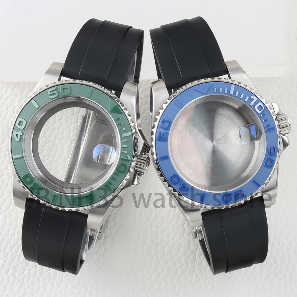 

nh35 40mm Watch Case Stainless Steel Sapphire for Yacht-master/Submariner NH34/NH35/NH36/NH38 Movement 28.5mm Dial Rubber Strap