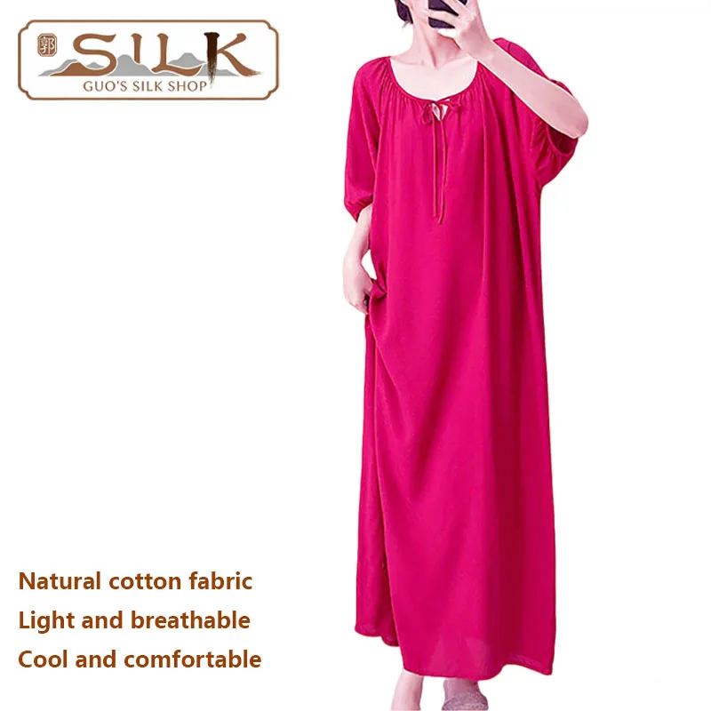 Cotton Silk Ladies' Dress - Elegant and Stylish Casual Homewear Sleeping Dress for Summer - Comfortable and Cool