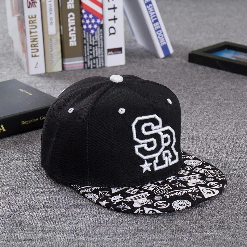 2023 Embroidered Letter SR Baseball Cap Men Hip Hop Cap Women Outdoor Sports Casual Flat Brim Hat Adjustable Biker Hat