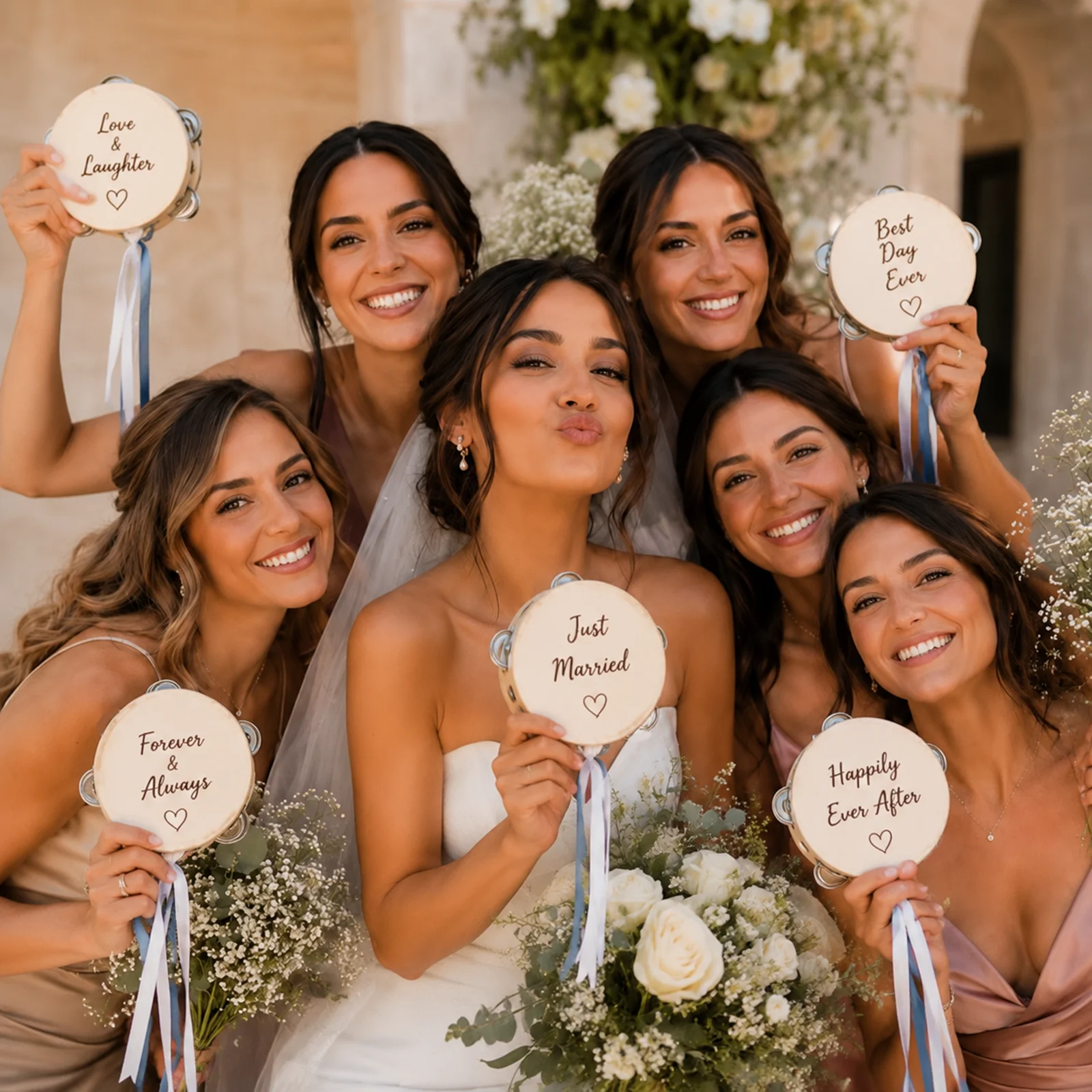 10-50Pcs Mini Tambourine for Adults Sheepskin Wedding Tambourine Drum Bulk Musical Instrument  for Church Wedding Party Favor