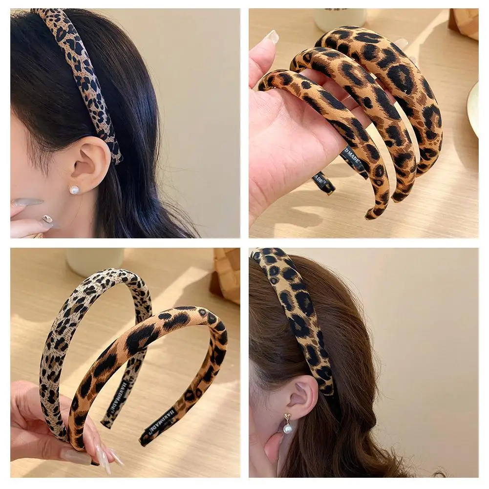 Net Red Leopard Print Headband Temperament Ladies Wide-sided Cross-knotted Headband Fabric Adult Headband Creative Headwear