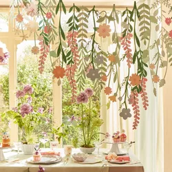 Colorful Wild Flower Garland Floral Banner Garden Party Decorations Double-sided Leaf Floral Garland Hanging Wildflower