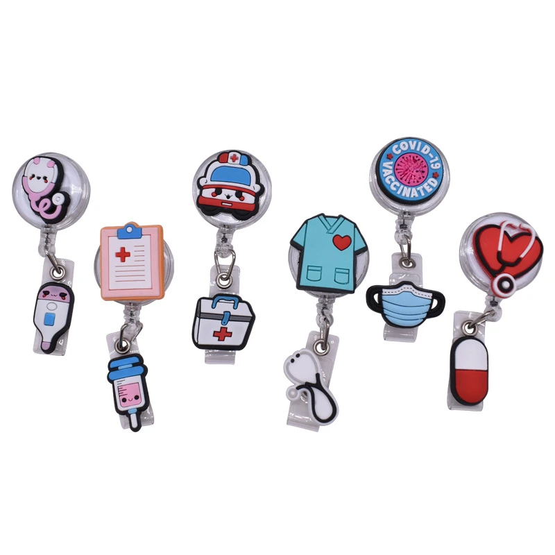 1pc New Hospital Style Badge Reel Nurse Workers Enfermera ID Holder Retractable Name Card Holder Accessory