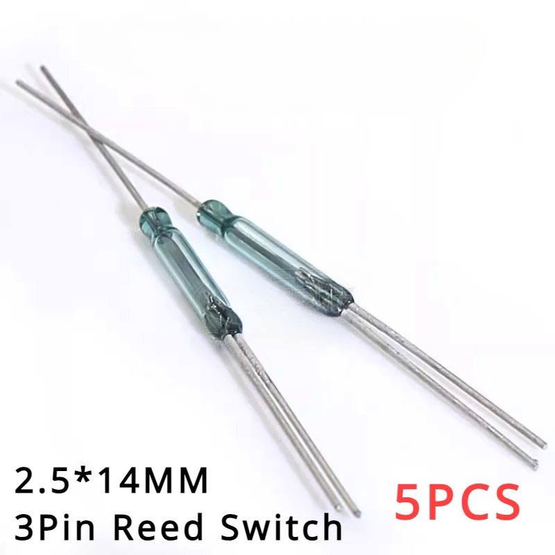 

5Pcs/lot Reed Switch 3 pin Magnetic Switch 2.5*14mm Normally Open Normally Closed Conversion 2.5X14MM NO NC Conversion for Senso