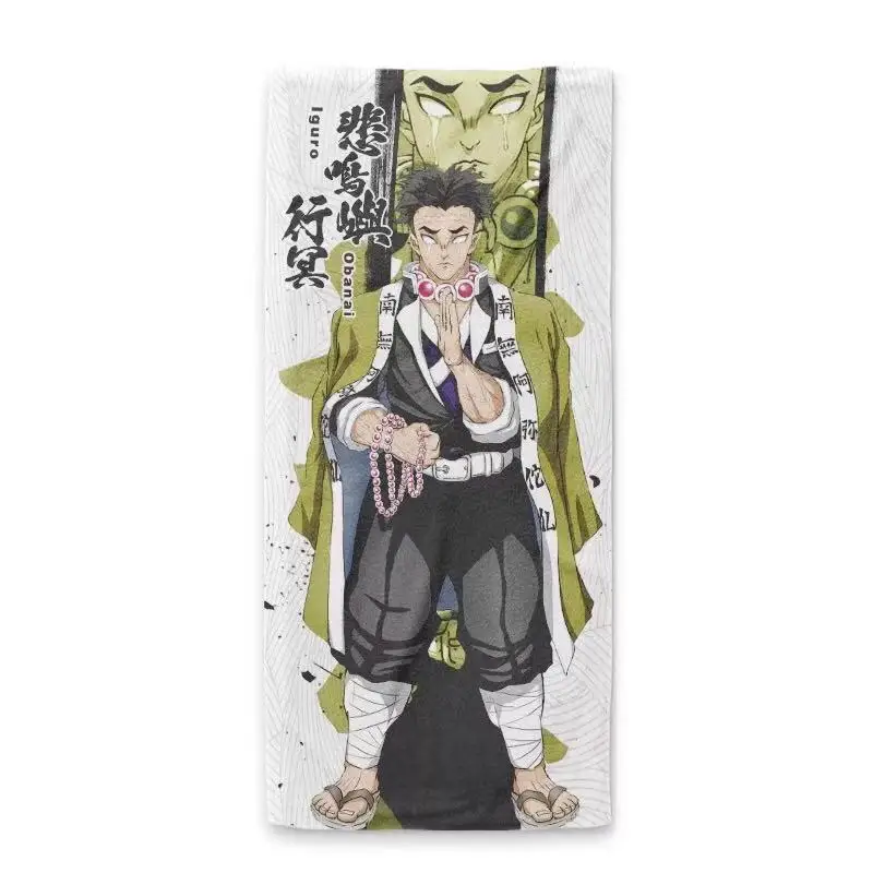 Anime Demon Slayer Cosplay Water Absorption Bath Towel Soft Kerchief Cartoon Cotton Full Color Handkerchief Birthday Xmas Gift