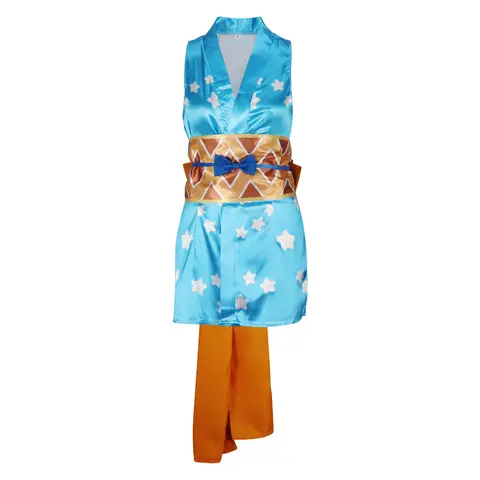Nami Cosplay Costumes Women Dress Blue Printing Kimono Halloween Outfit