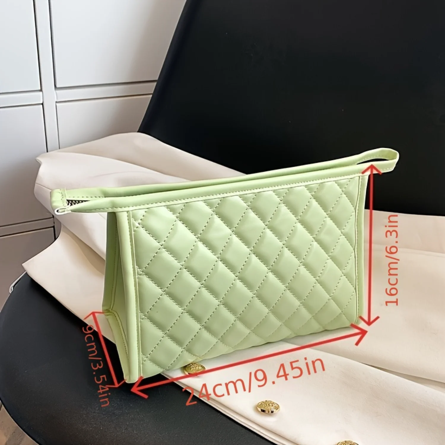 حقيبة مستحضرات التجميل ذات اللون الصلب البسيط، حقيبة غسيل أدوات الزينة للسفر بنمط Argyle، حقيبة مكياج متعددة الاستخدامات #3