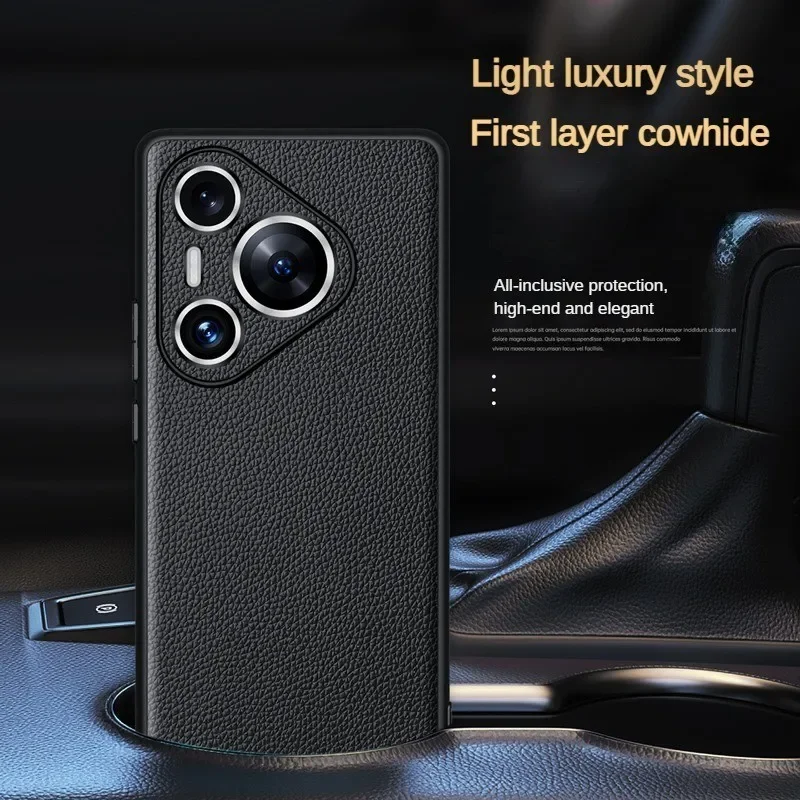 

Чехол из натуральной воловьей кожи с текстурой личи для Huawei Pura 70 Ultra Mate 70 Pro Plus 60 50 P60 Art Camera, полная защита