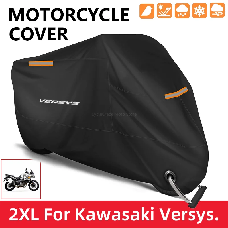 Motorcycle Cover Waterproof Outdoor Scooter UV Protector Dust Rain Cover For Kawasaki Versys 650 300 300X 1000 X300 2015-2022