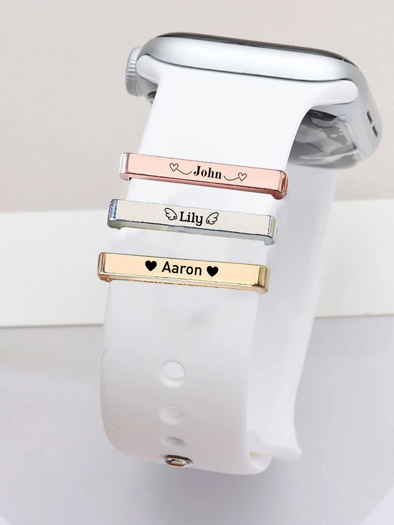Individuell gravierter Namens-Uhrenarmband-Charm, individuelles Uhren-Charm-Zubehör, personalisierter Smart-Watch-Charm – Detail 3