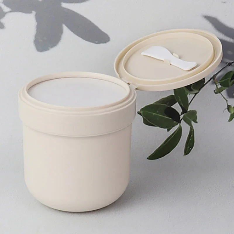 1pcs 300/400ml Refillable Makeup Remover Jar With Spoon Plastic Empty Makeup Jar Pot Travel Face Cream Lotion Cosmetic Container