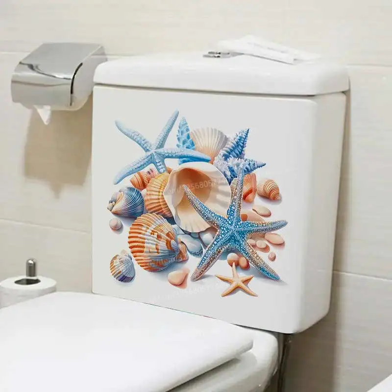 Cartoon Marine Life Starfish Shell Bathroom Toilet Decor Living Room Refrigerator Home Decoration Waterproof Decal Stickers S822
