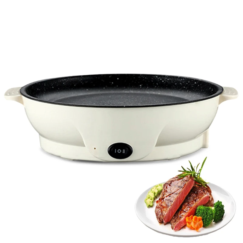 

220V Multifunction Electric Frying Pan Skillet Non-Sticky Grill Fry Baking Roast Pan Cooker Barbecue Cooking Kitchen Tool