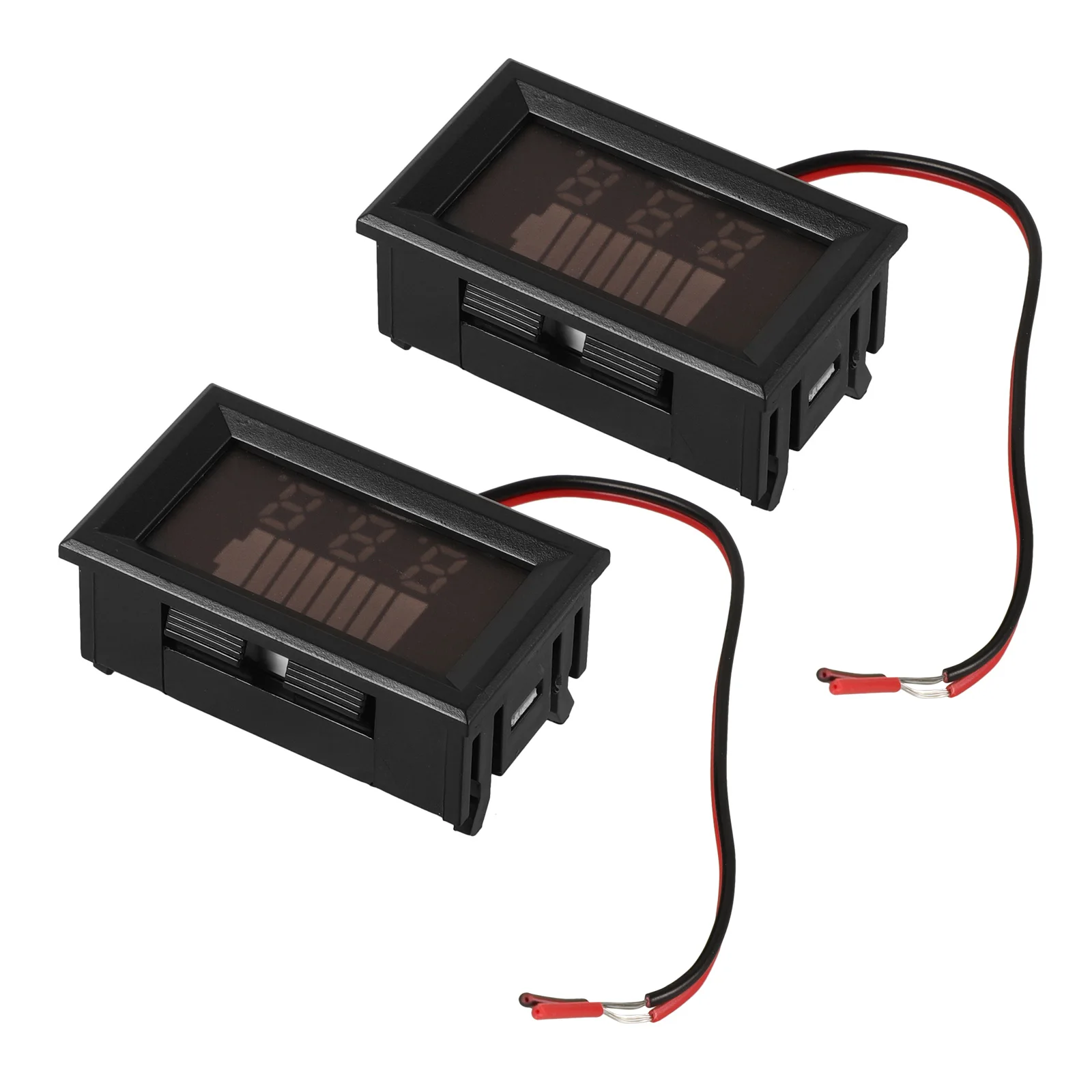 

2Pcs Digital Voltage Display Meter 12-72V Capacity Tester Black Case Red LED For Lithium Monitoring Household Batteries