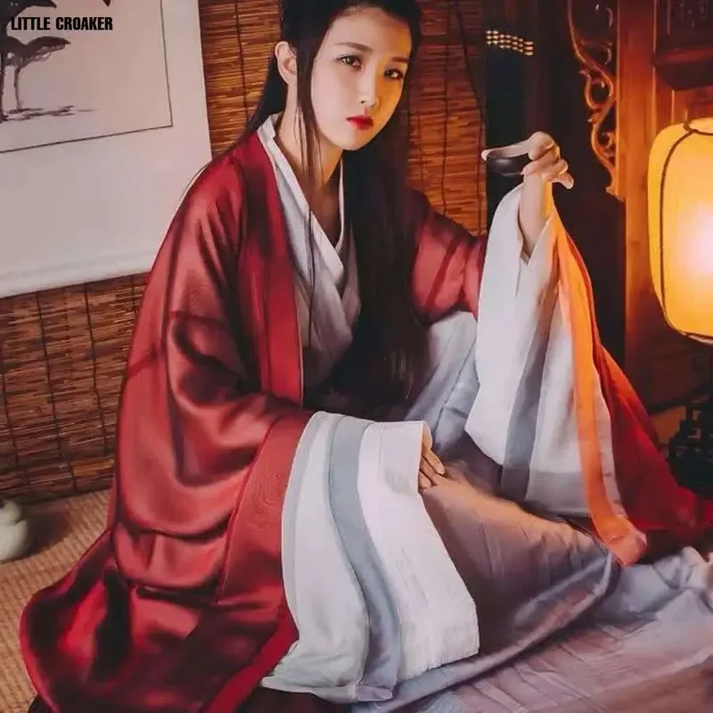 Cappotto orientale Hanfu cinese tradizionale Han Tang dynasty antico elegante mantello donna giacca da ballo indossare cardigan rosso per uomo