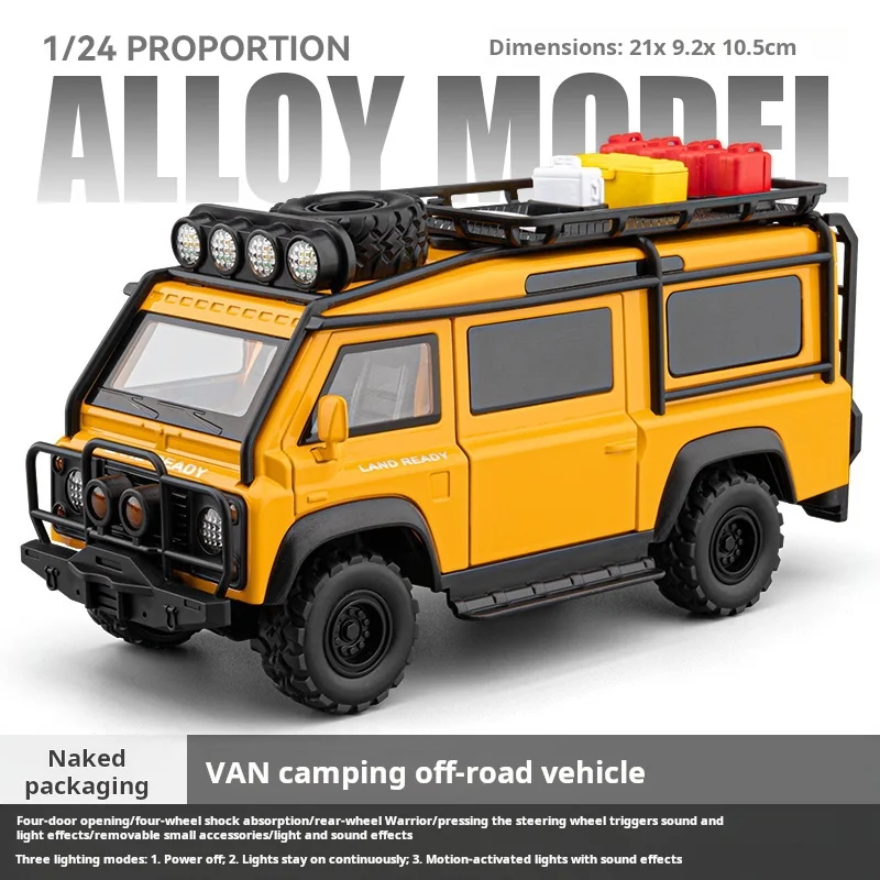 1:24 Schaal VAN Camping Off-Road Voertuig SUV Familie Kleine Camper Buitenavontuur Picknicktafel Decoratie Cadeau Terugtrekkende auto