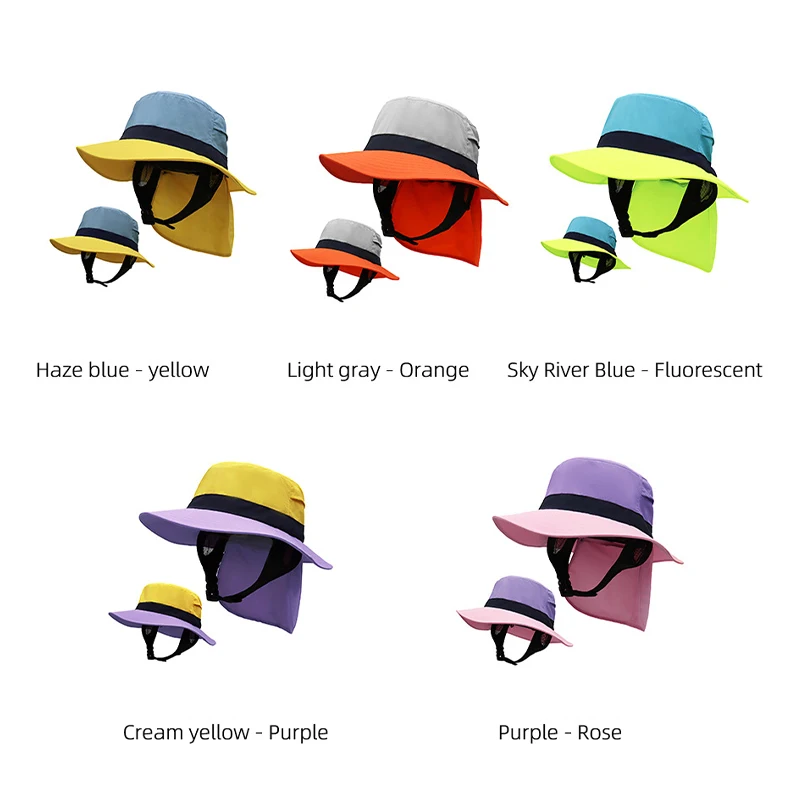 Lightweight Surf Bucket Hat Big Brim Neck Cover Visor Leisure Sun Protection Hat for Cycling Watersports Tourism Surfing Camping