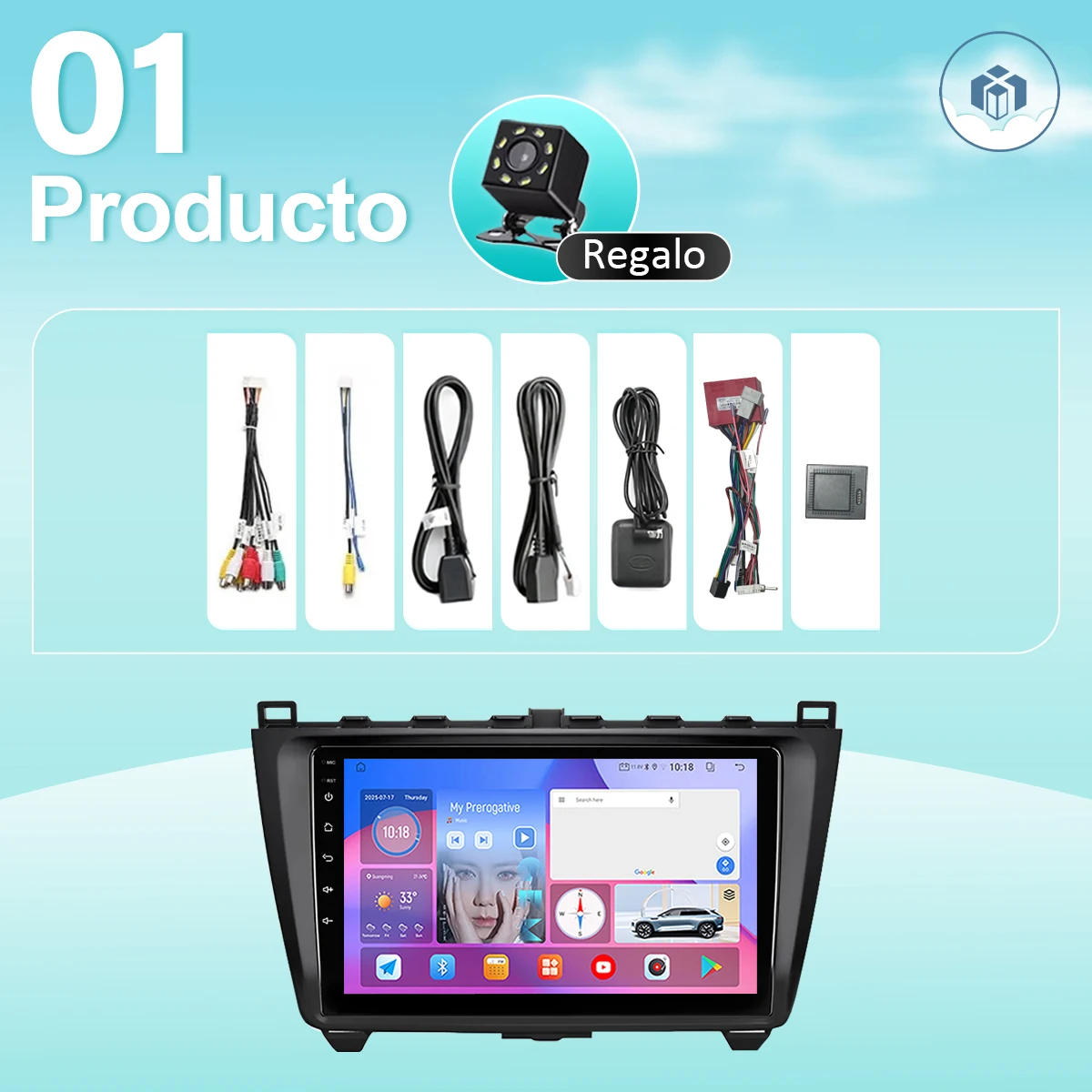 Unidad de Control Central Multimedia Android Auto para Mazda 6 2008-2014, Reproductor de Radio para Auto, Carplay Inalámbrico, Android 14, 64G, con Navegación GPS, WiFi, Bluetooth, Pantalla de 9 Pulgadas