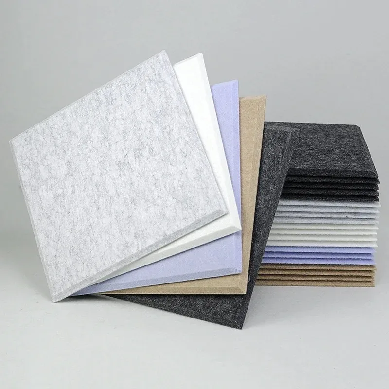 6pcs 30x30cm Acoustic Panel Self-adhesive Felt Wall Stickers Sound-absorbing Soundproof Board for Cinema Studio Game Hall Reco
