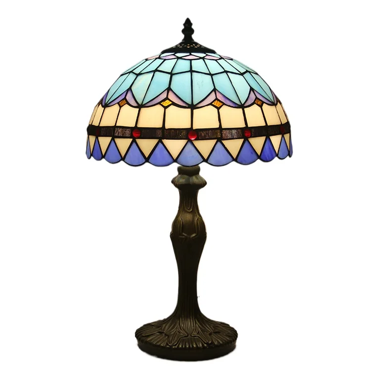 

12 Inch 30cm Retro Manual Stained Glass Lampshade Tiffany Table Lamp