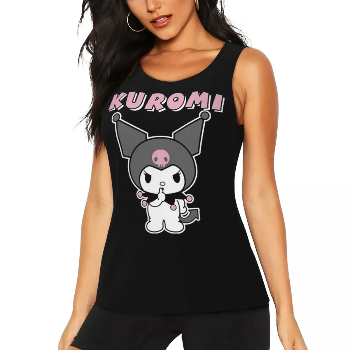 

Custom Women's Cartoon Cute Kuromi Workout Yoga Shirt Quick Dry Gym Running Tank Tops