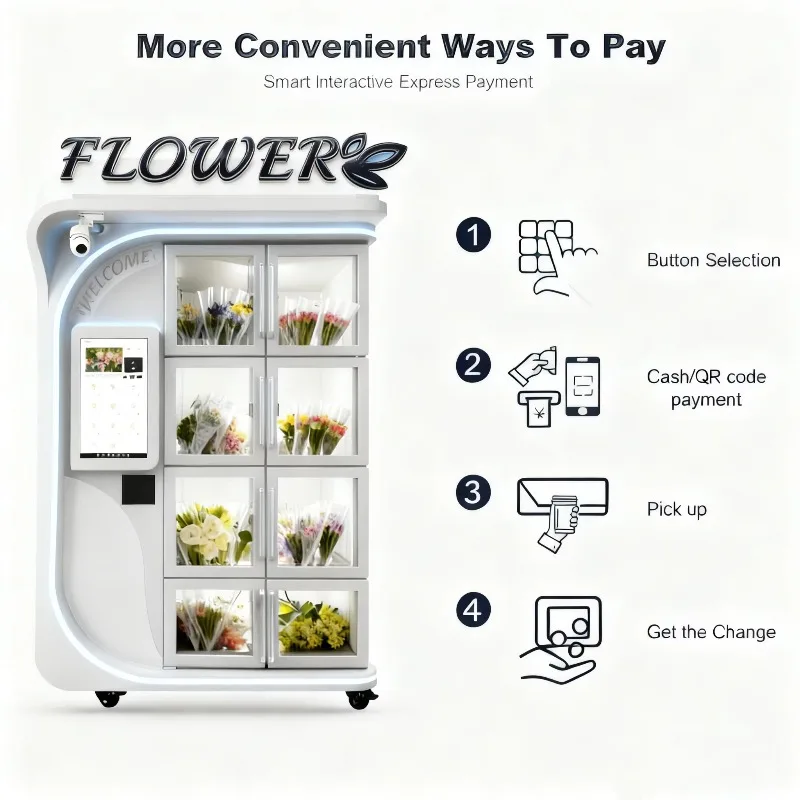 FL Custom 2026 New  Fresh Floral Bouquet Combo Vending Machine Credit Card QR Code Customizable Capacity Compressor Cooling