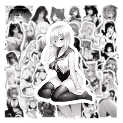 10/30/50Pcs Black White Anime Sexy Girl Stickers DIY Skateboard Water Bottle Helmet Notebook Hentai Waifu Sticker Laptop Decal