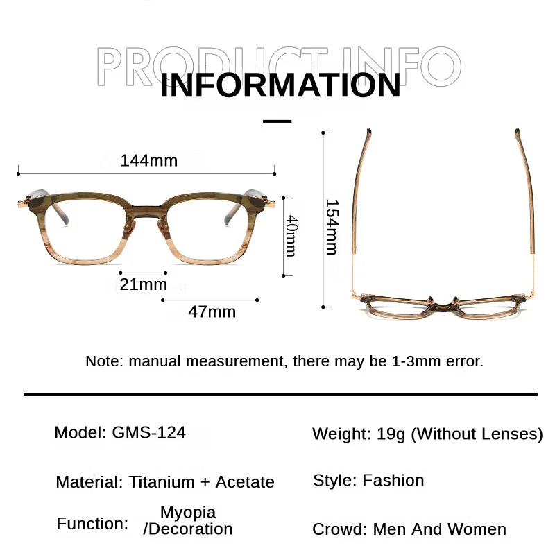 Japanese Designer Titanium Acetate Glasses Frame for Men Fashion Retro Square Prescription Eyeglasses Women Luxury Brand Eyewear image 6