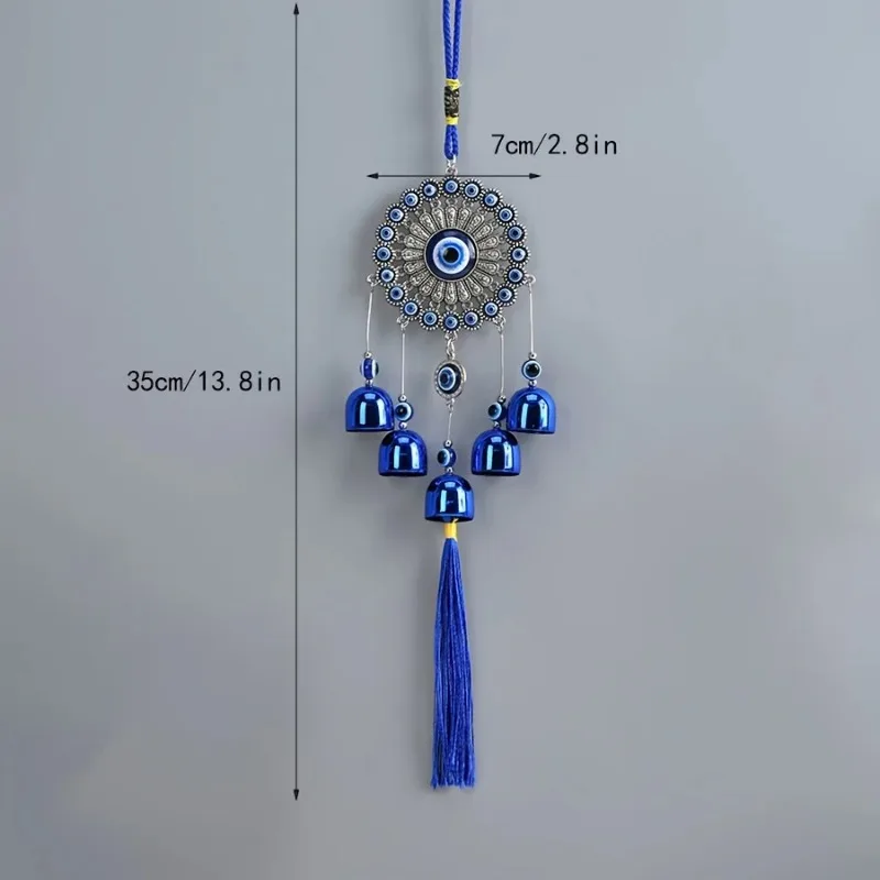 1pcs Devil's Eye Wind Chime Metal Wind Chime Blue Eyes Wind Chime Pendant Outdoor Corridor Balcony Courtyard Decoration