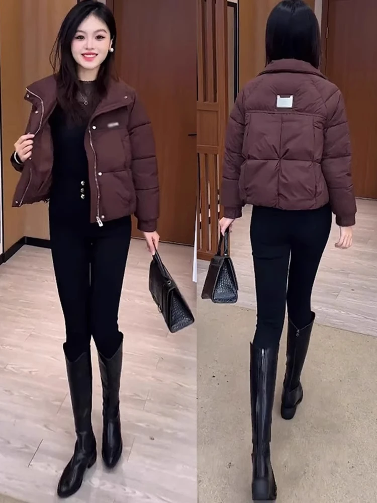 

Women's Fashion Short Cotton Jacket Coat Loose Thick Warm Winter New Design Casual Stylish Commute Polyester Fabric Coat