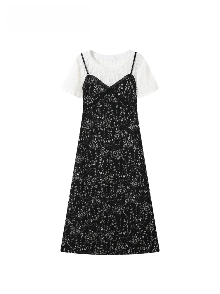 

Summer New plus Size Women's Dress Floral Print A-Line Dress Short Sleeve Casual Style Polyester Fiber round Neck Dress