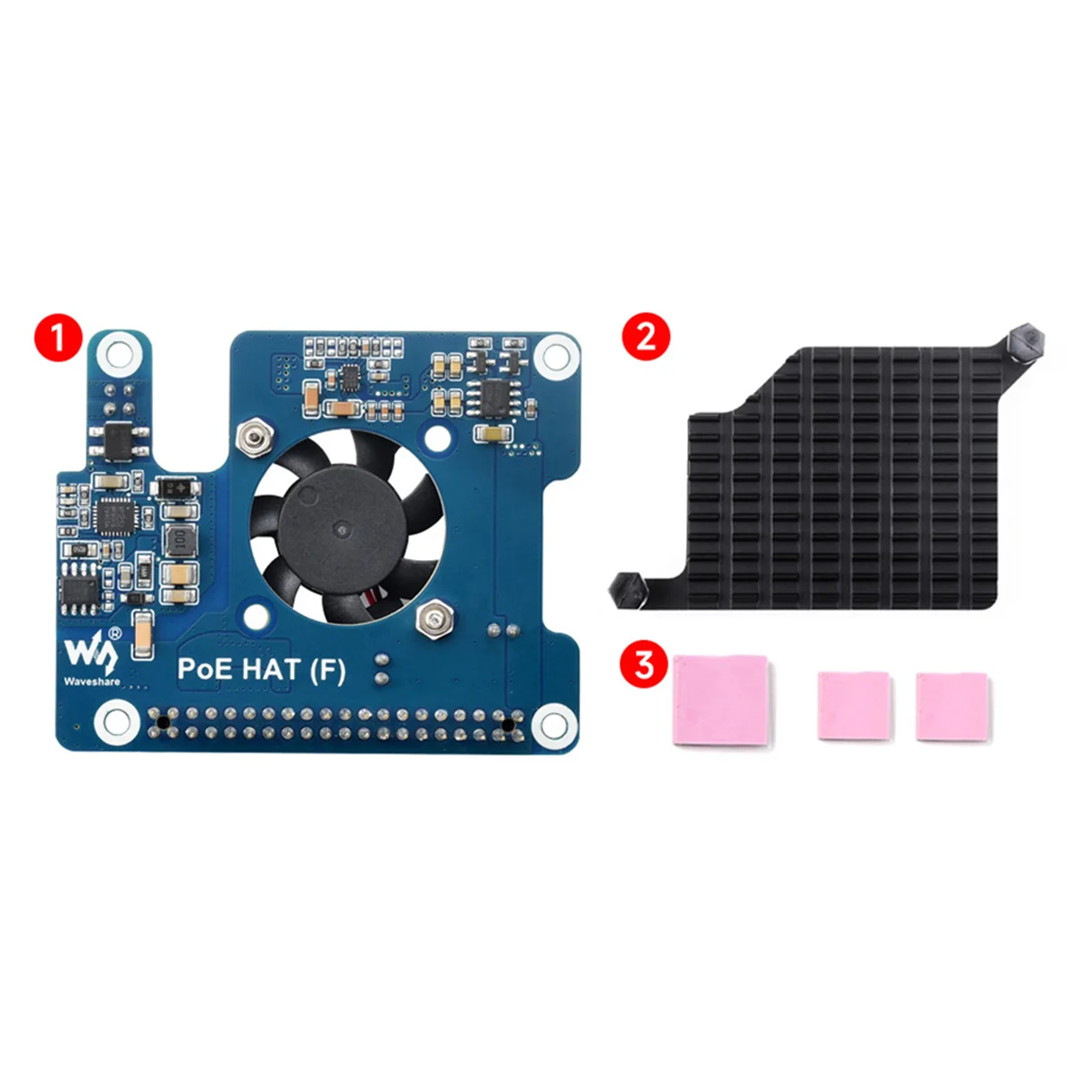 Waveshare for Raspberry Pi 5 PoE HAT 802.3af/At GPIO Expansion Board with Cooling Fan 5V/12V for Raspberry Pi 5