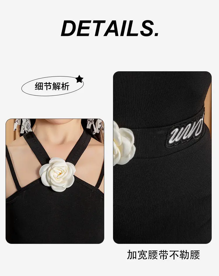 

2026 Spring/Summer New Style Latin Dance Costume for Children and Girls Black Training Performance Dress Girls' Strapless Set