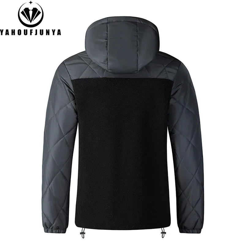 2024 Autumn Winter Men Warm Outdoor Windproof Detachable Hooded Parka Jacket Men Solid Zipper Casual Fashion Jacket Male Coat