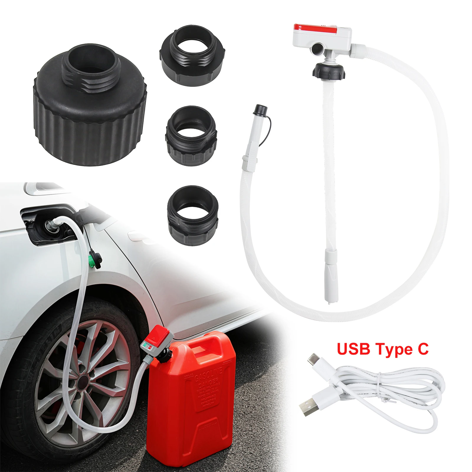 

（USB Type C & AA Battery Powered）Automatic Fuel Transfer Pump Portable Oil Diesel Pump with Auto-Stop Sensor
