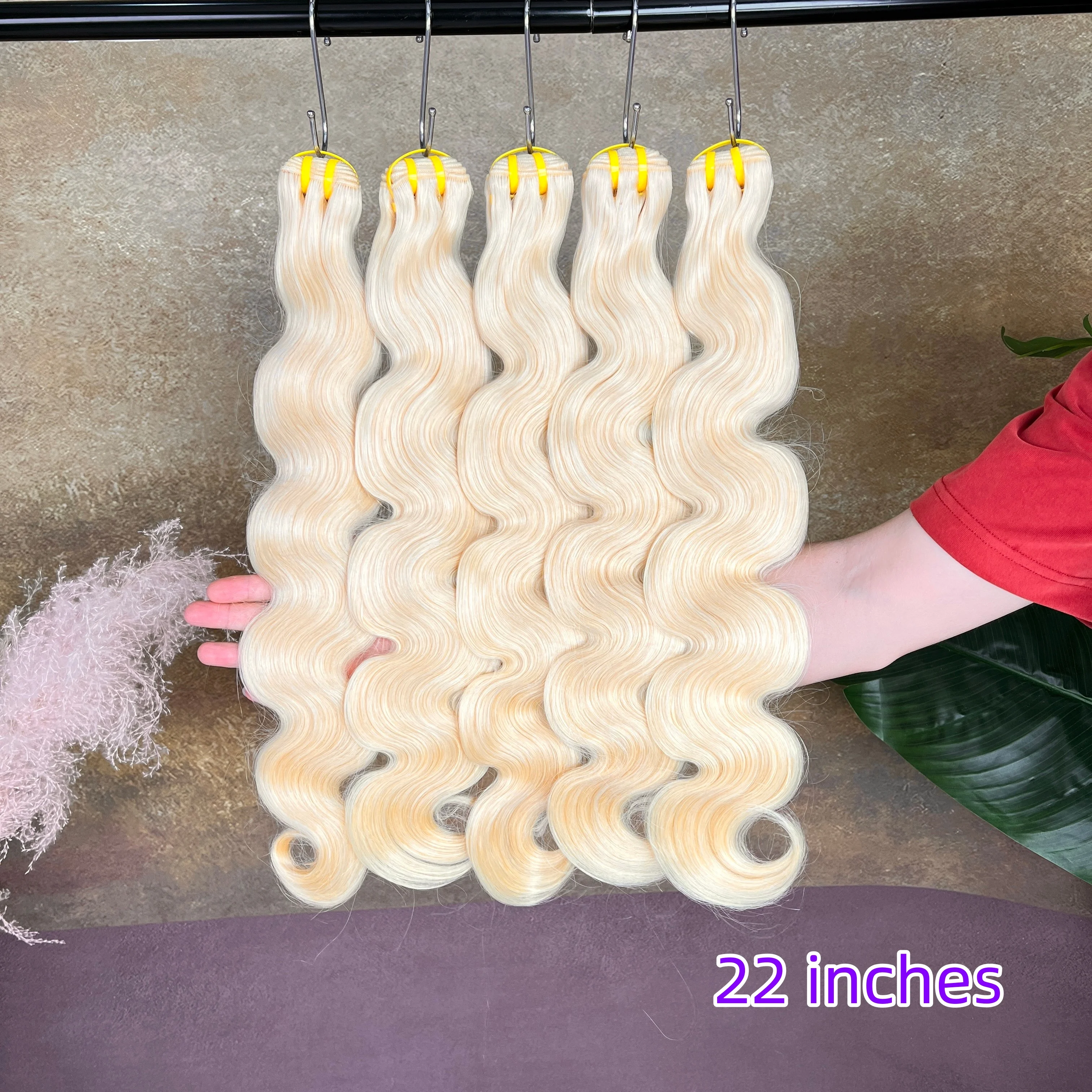 #613 Blonde Human Hair 1/2/3/4 Bundles Double Drawn Body Wave Raw Hair Bundles 14 To 30 inch Human Hair Weave Extensions