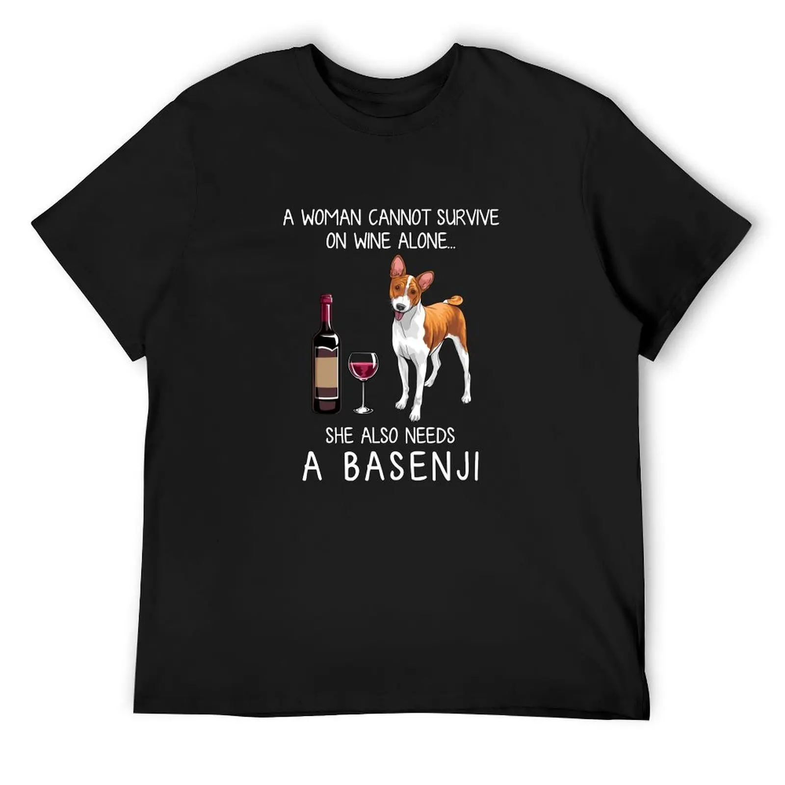 Basenji and wine Funny dog T-Shirt oversized graphic tee sports fans graphic t shirts mens graphic t-shirts hip hop