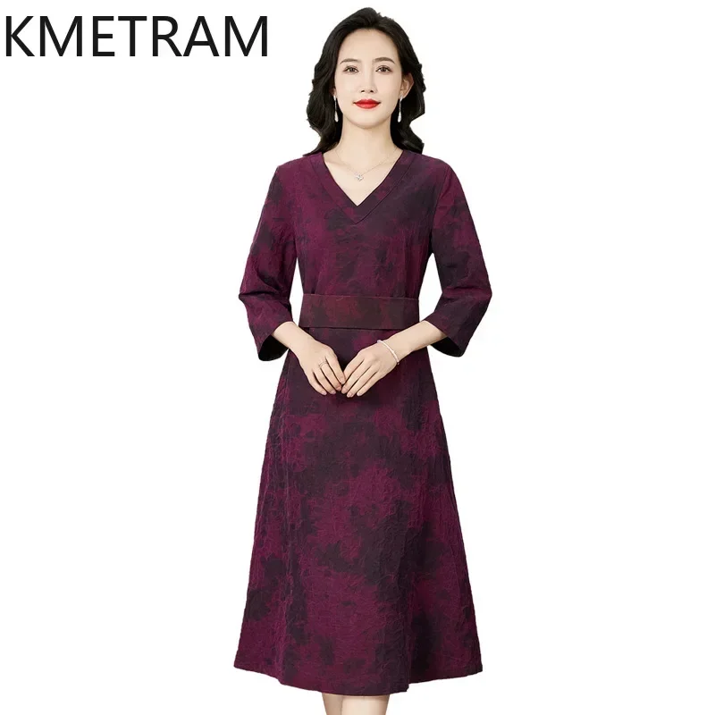 KMETRAM 100% Mulberry Silk 40 Momme Dress Women Summer 2024 Luxury Party Long Dresses New Vintage Dress Womans Clothing Vestidos