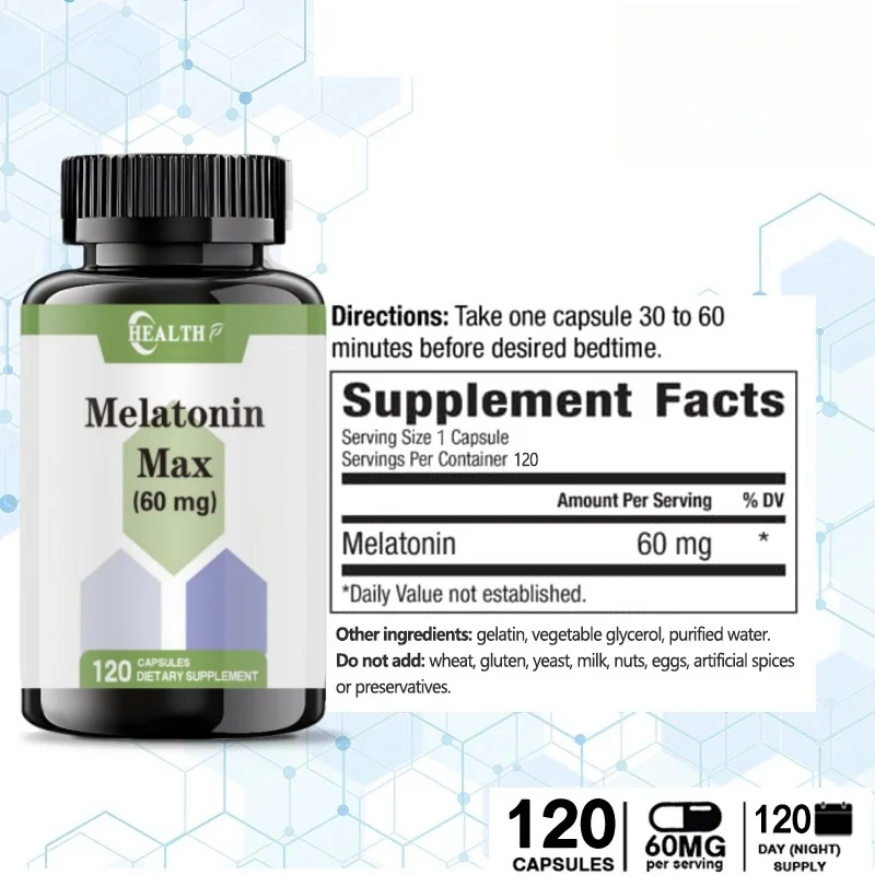 Melatonin Veggie Capsules Anxiety Relief Improved Sleep Quality Deep Sleep Aid