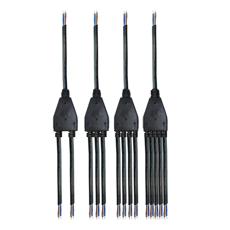 IP67 2Pin Electrical Splitter with Male Female Wire Connectors 1 to 2 3 4 5 Y Type Cable Waterproof Connector Outdoor Led Strip